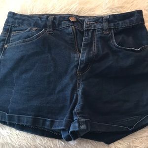 High Waisted Dark Denim Shorts